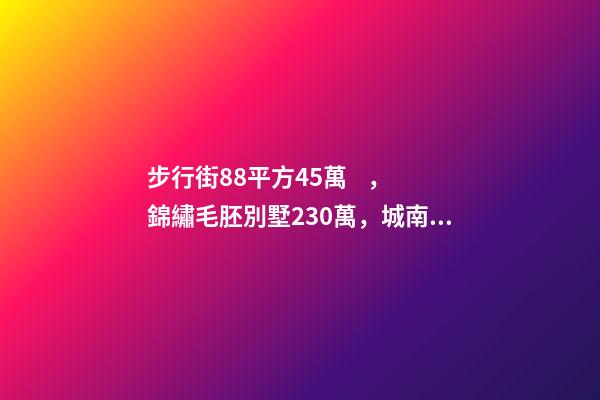 步行街88平方45萬，錦繡毛胚別墅230萬，城南自建房273平帶院165萬